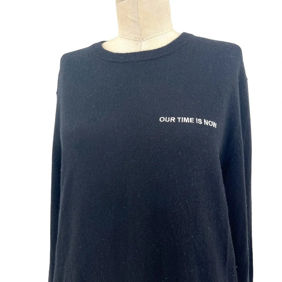 Theory Our Time Is Now Crewneck Cashmere Sweater Black Men's Size Large - Picture 2 of 7